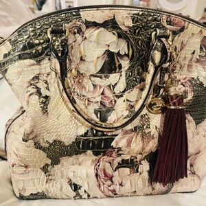 Brahmin Floral Croc-Embossed Satchel